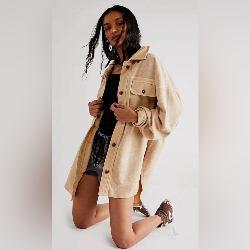 Free People Ruby Jacket Shaket in Mustard Seed or Sweetheart Sunrise,M - Picture 2 of 12